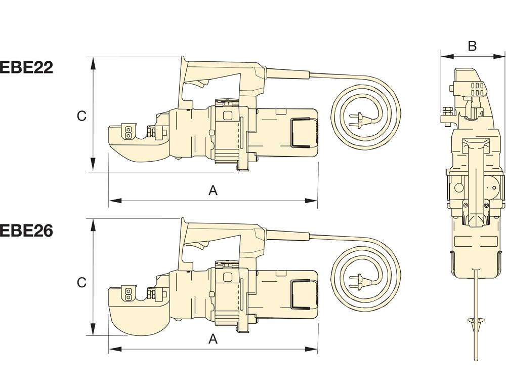 Dimension diagram for EBE22B