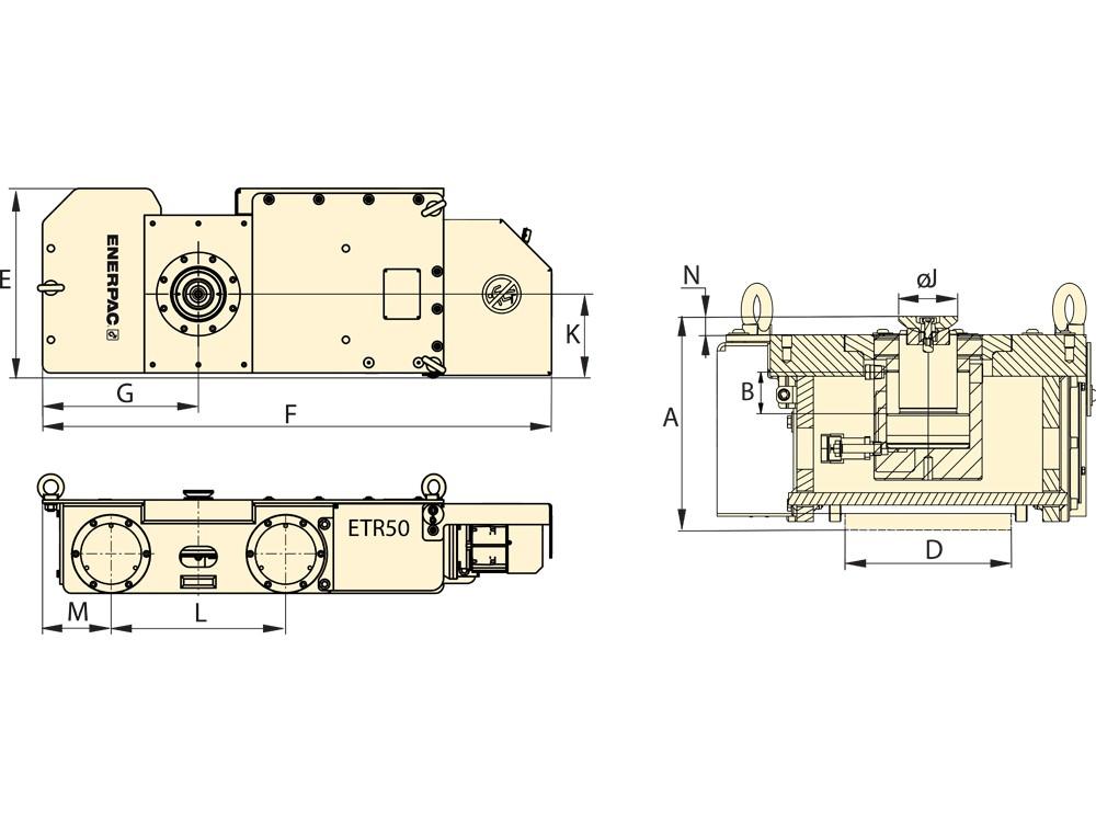 Dimension diagram for ETR50