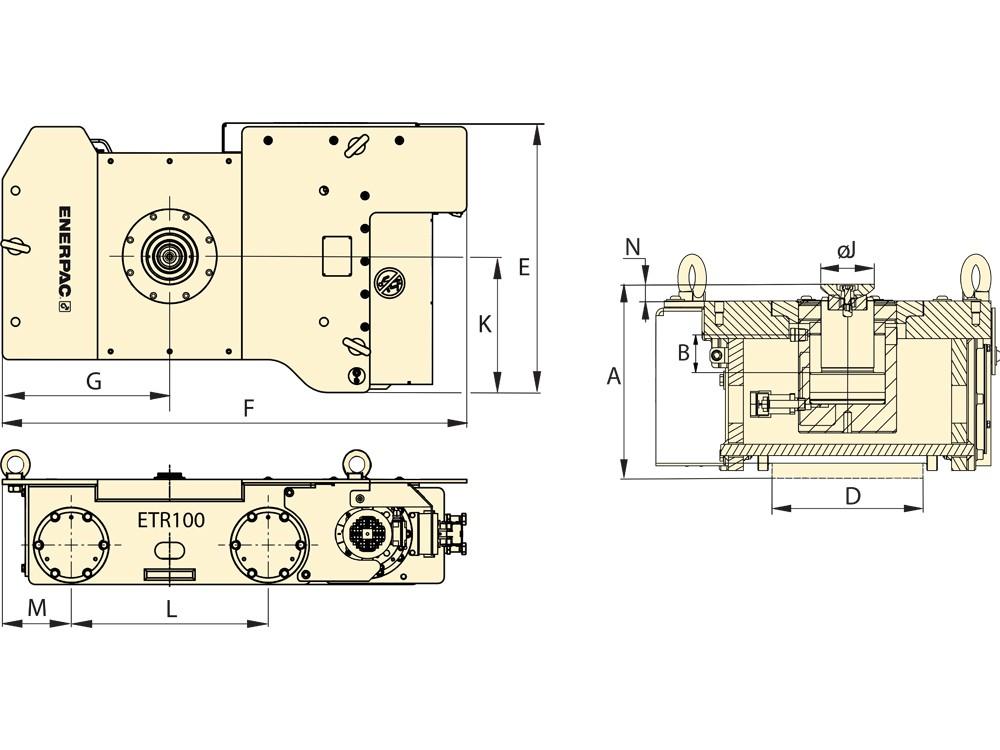 Dimension diagram for ETR100