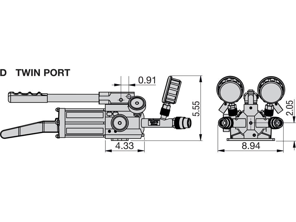 Imperial dimension diagram for HP1000DMINEX