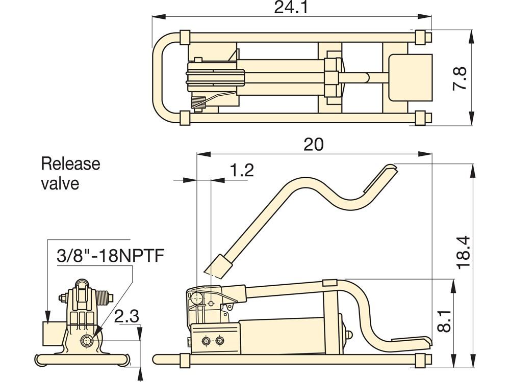 Imperial dimension diagram for P392FP