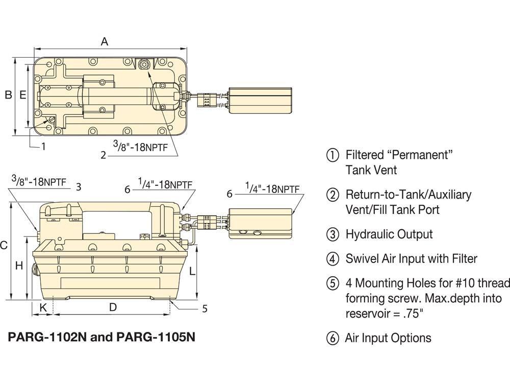 Dimension diagram for PARG1102N