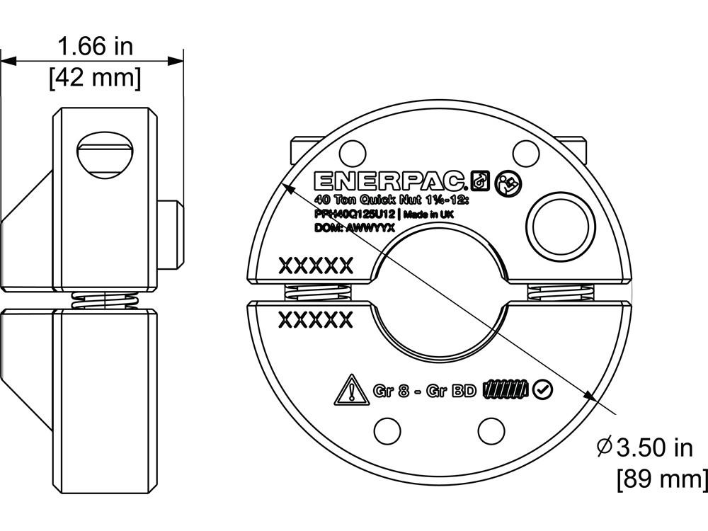 Dimension diagram for PPH40QM33X35