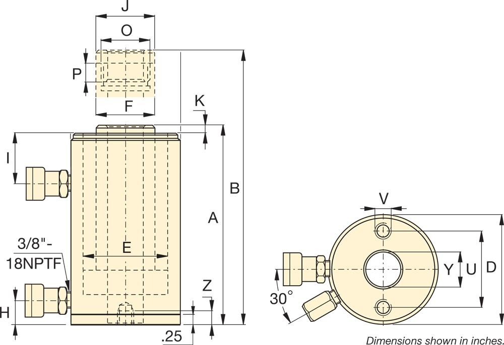 Imperial dimension diagram for RARH1502
