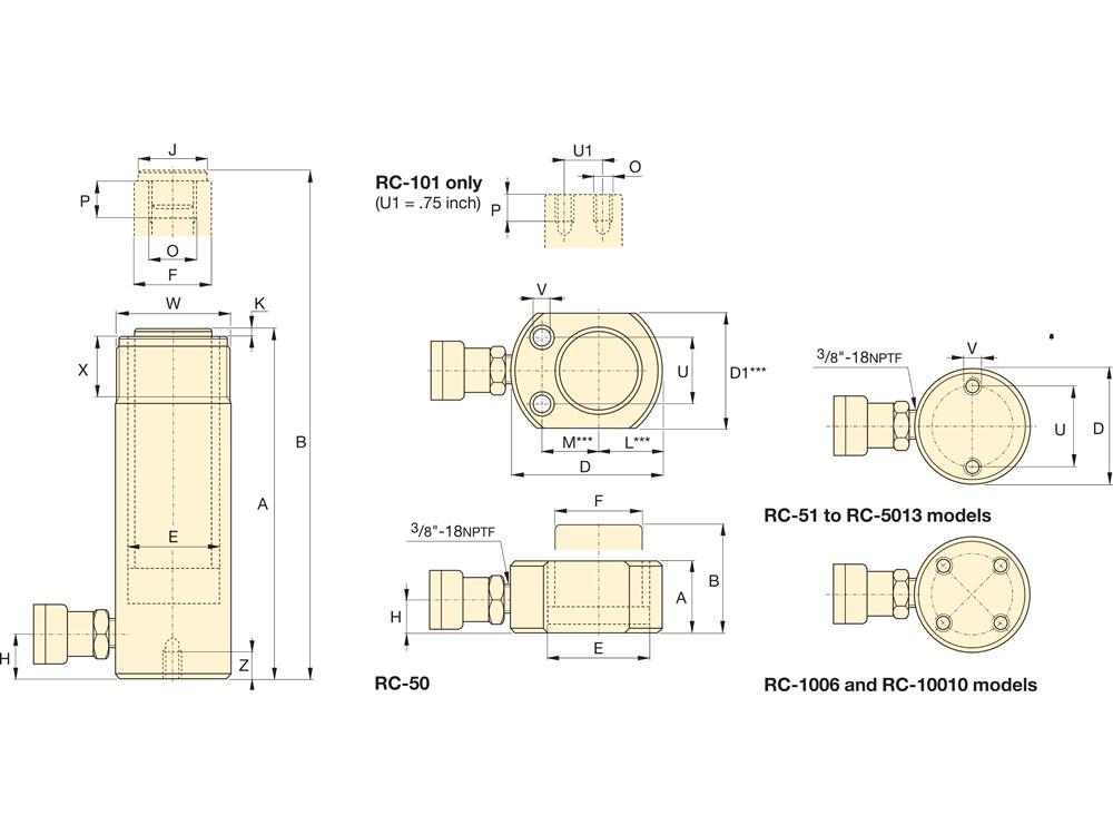 Imperial dimension diagram for RC104