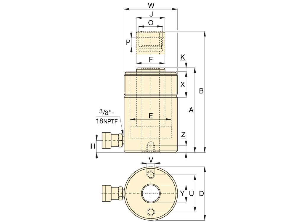 Dimension diagram for RCH206