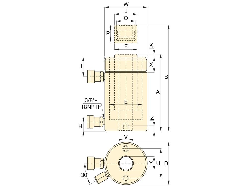 Dimension diagram for RH100