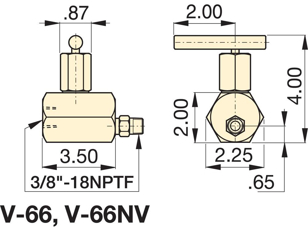 Imperial dimension diagram for V66