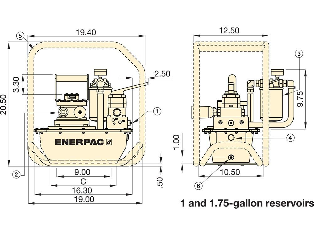 Imperial dimension diagram for ZA4208MX