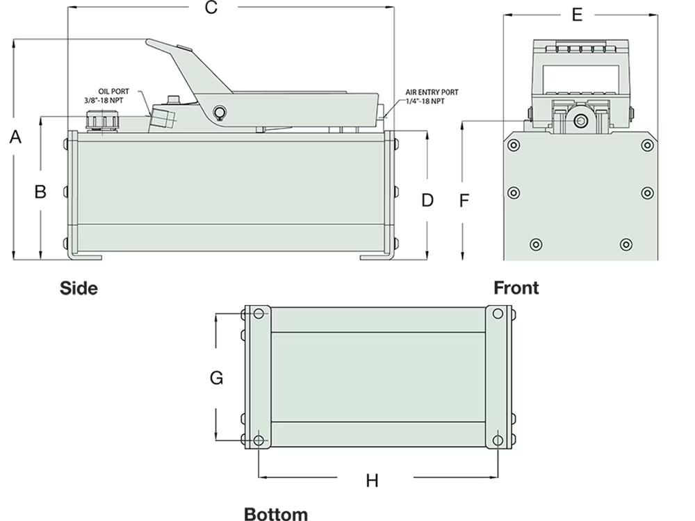 Dimension diagram for GA90R