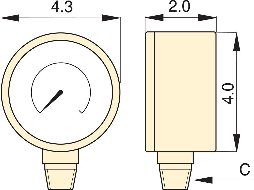 Imperial dimension diagram for GF10P
