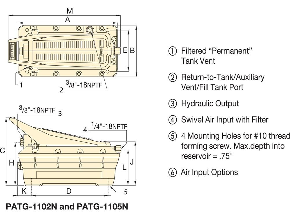 Dimension diagram for PATG1105N