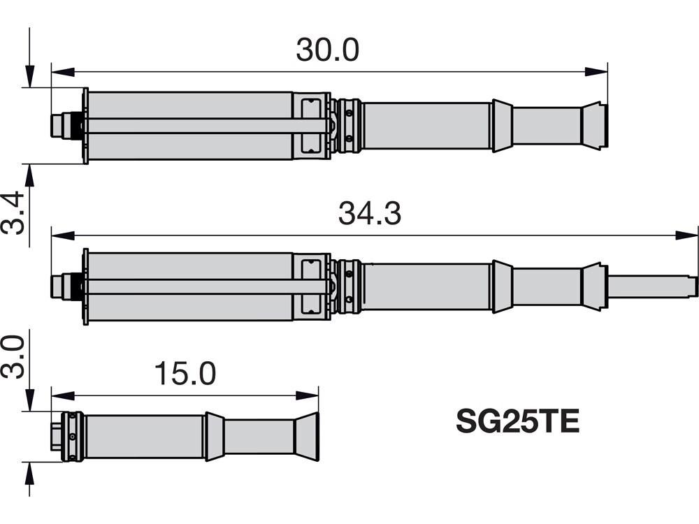 Imperial dimension diagram for SG25TESTD