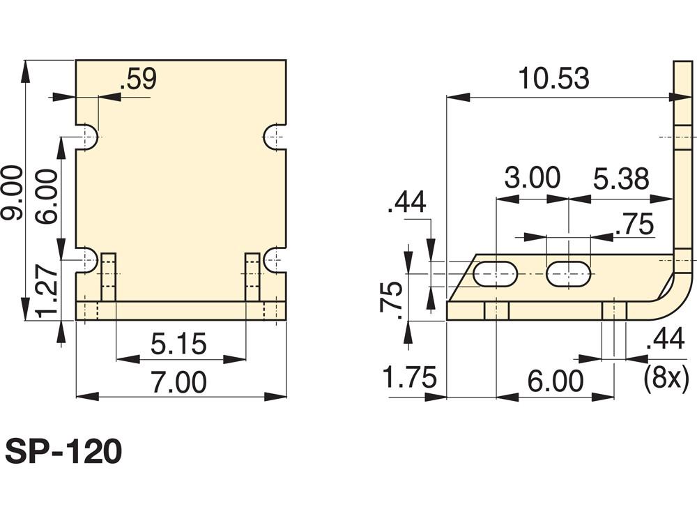 Imperial dimension diagram for SP120