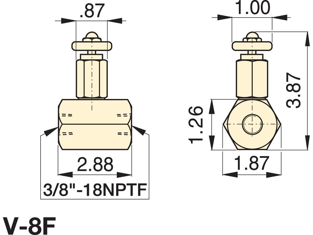 Imperial dimension diagram for V8F