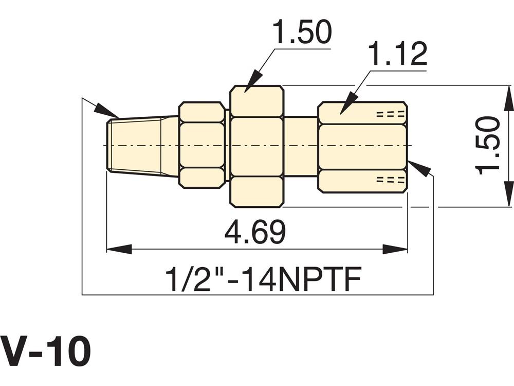 Imperial dimension diagram for V10