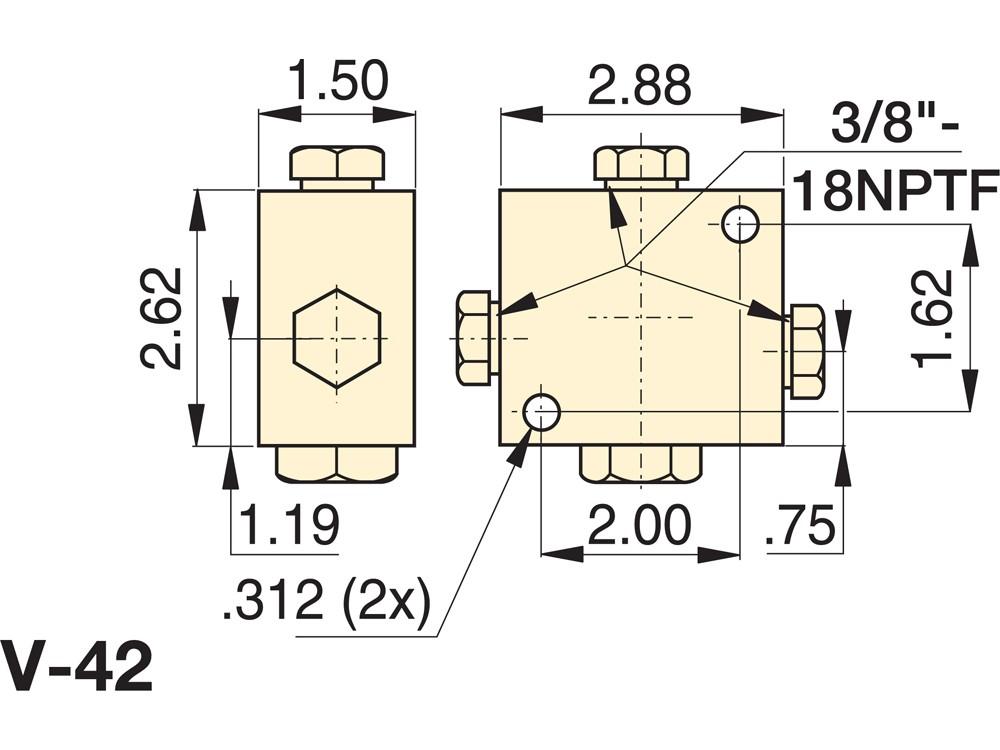 Imperial dimension diagram for V42