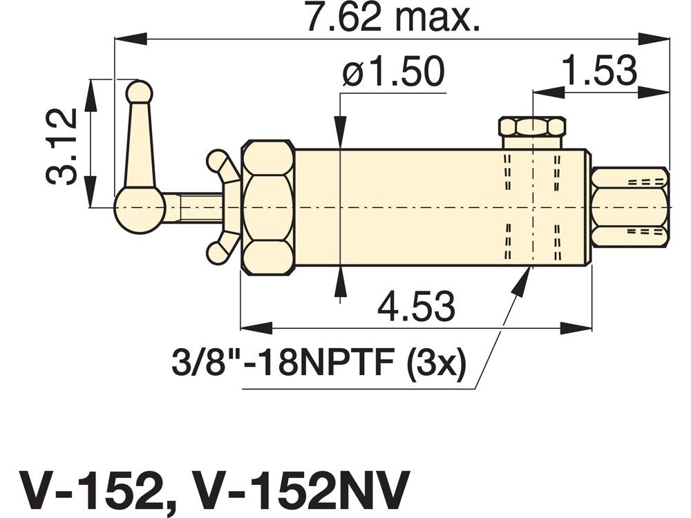 Imperial dimension diagram for V152