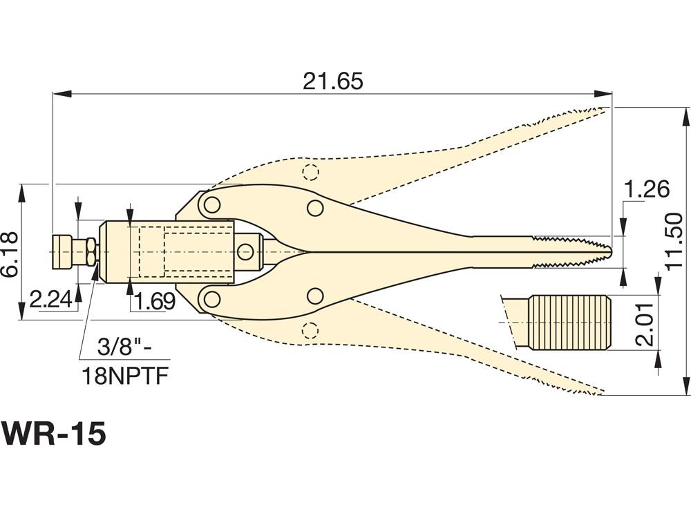 Imperial dimension diagram for WR15