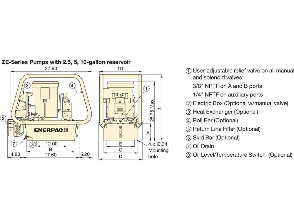 Imperial dimension diagram for ZE3310SB