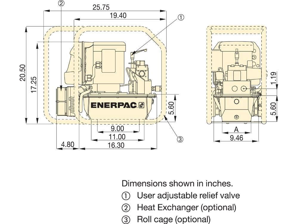 Imperial dimension diagram for ZE4208TB-QHR