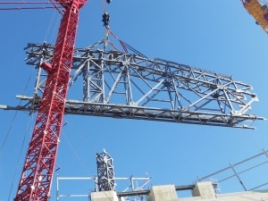 Positioning Structural Steel for the Roof of the Mercedes-Benz Stadium